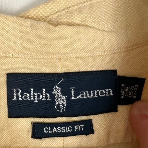 Ralph Lauren Classic Fit Button-Down Shirt - Yellow, Size 15.5/32-33 - Picture 2 of 3